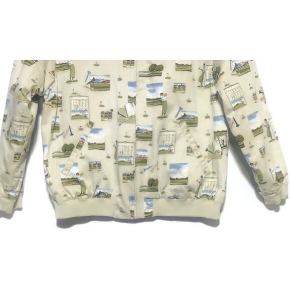 Liz Claiborne LizGolf Zip Up Jacket Women's Size Medium Lined Golf Motif Beige - Picture 7 of 8